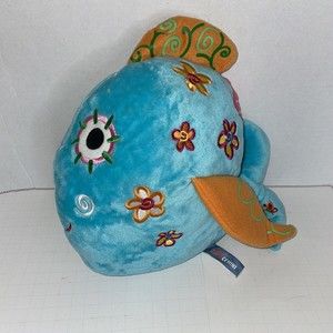 EUC ZOOCCHINI Plush Blue Fish Bright Colors Stuffed Animal Toy